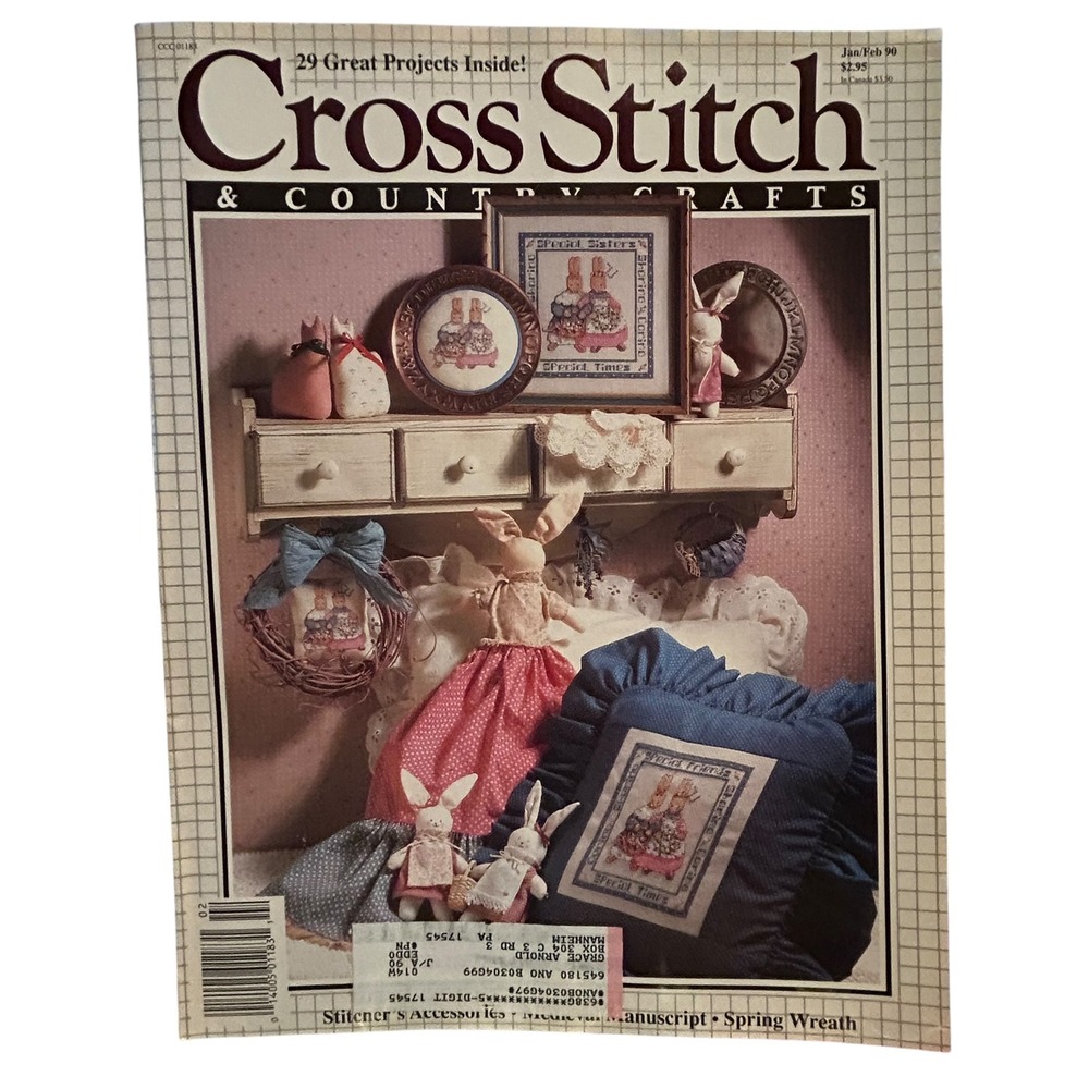 Vintage Cross Stitch & Country Crafts Magazine Jan Feb 1990 29 Great Projects